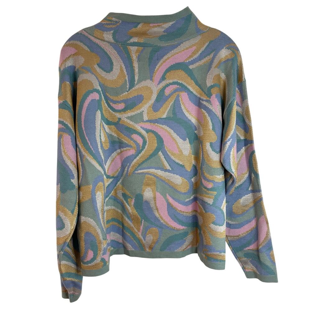 Maeve Anthropologie Carys Mock Neck Sweater Womens Size Small Blue Swirl